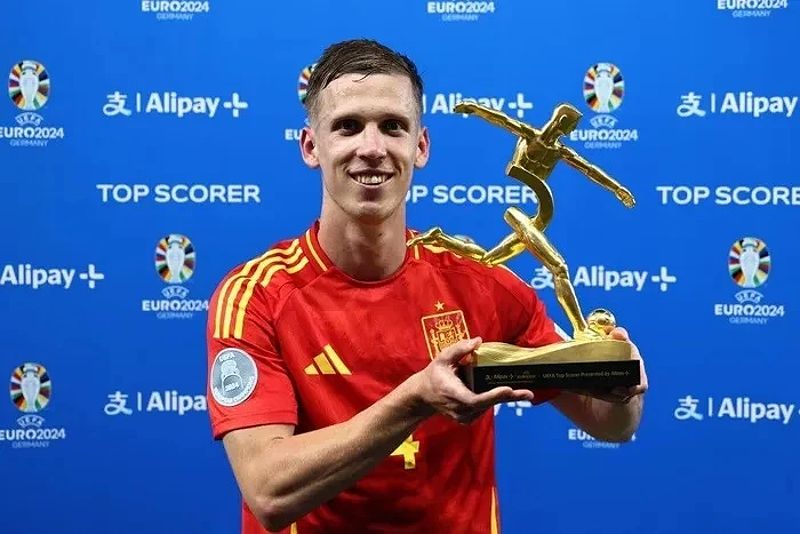 Dani Olmo cùng 5 cầu thủ khác giành danh hiệu Vua phá lưới EURO 2024.