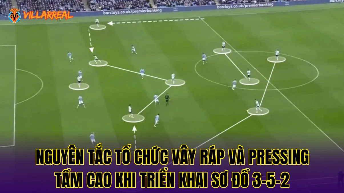 Nguyên tắc tổ chức vây ráp và pressing tầm cao khi triển khai sơ đồ 3-5-2